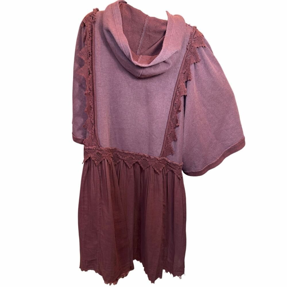 Free People Hey Girl Lace Peplum Hoodie Full Zip Slouchy Whimsigoth Jacket M - Picture 7 of 16